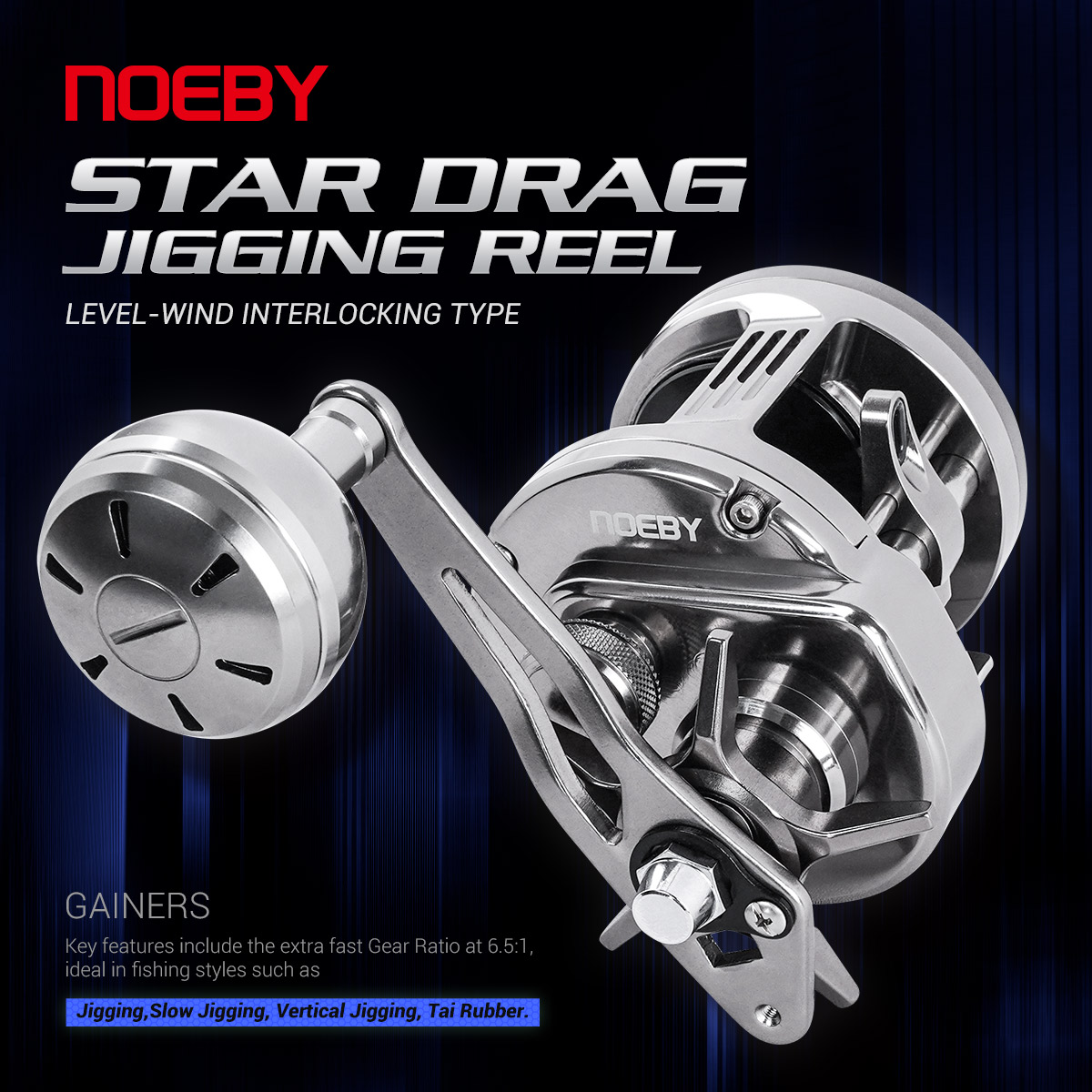 Baitcasting Reel - Carretilha de Jigging Noeby-Light Metal, 12kg