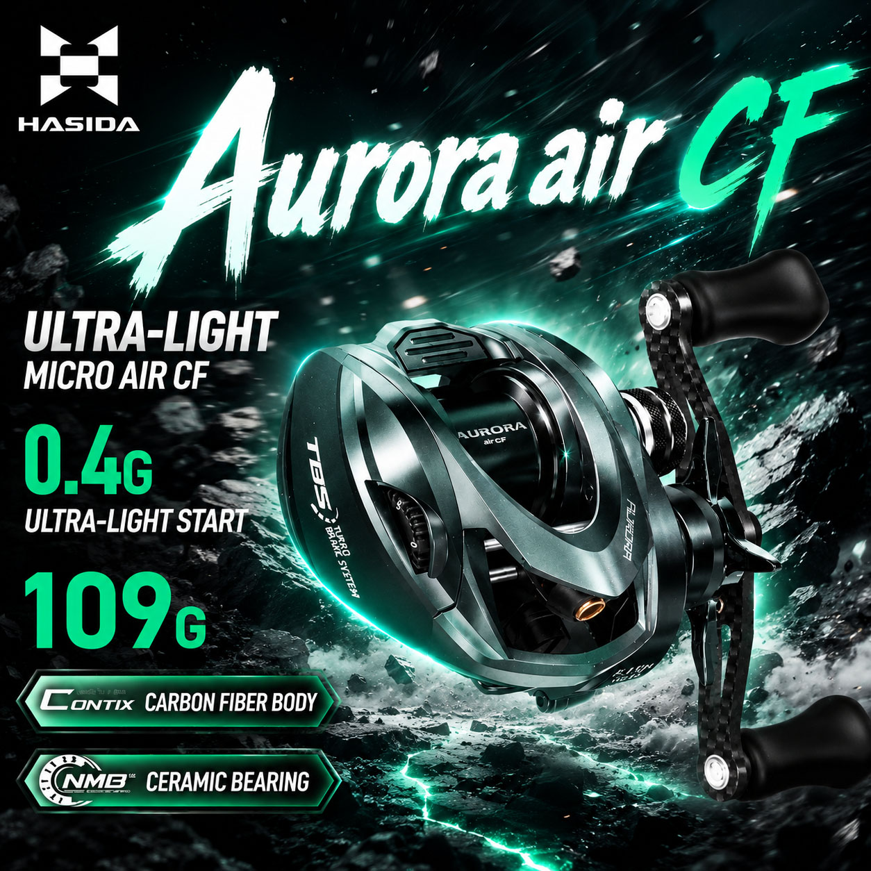 Spincast Reel - Carretilha de Pesca HASIDA Aurora AirCF