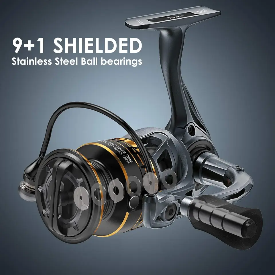 Spinning Reel - Carretilha de Pesca, 9+1 Rolamentos Incrivelmente